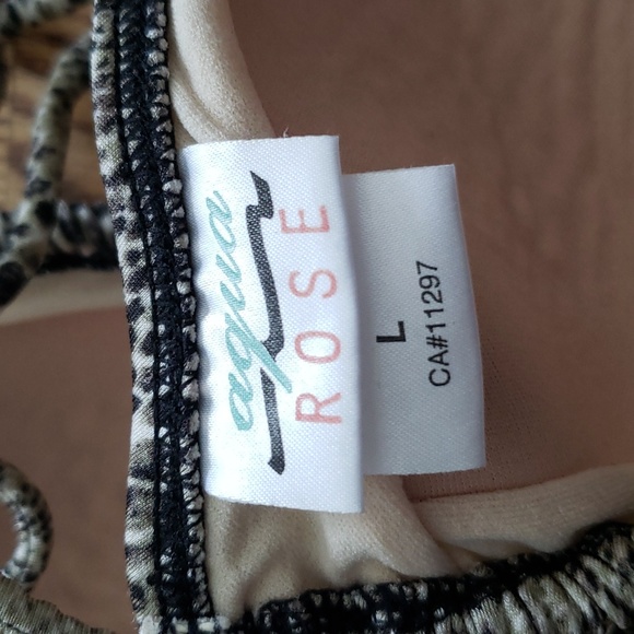 (L) Aqua Rose Reptile Print Triangle Bikini Top Swimwear Beach Vacation Pool - Picture 4 of 7